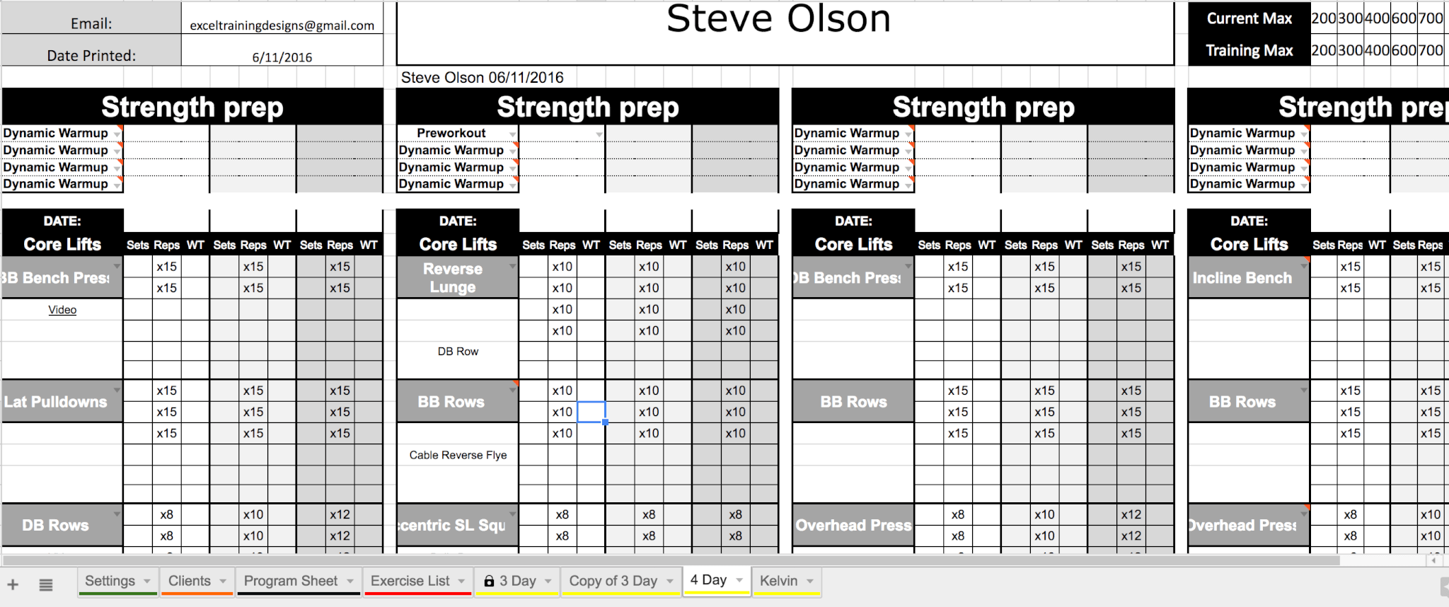 workout and weight tracker excel program reddit